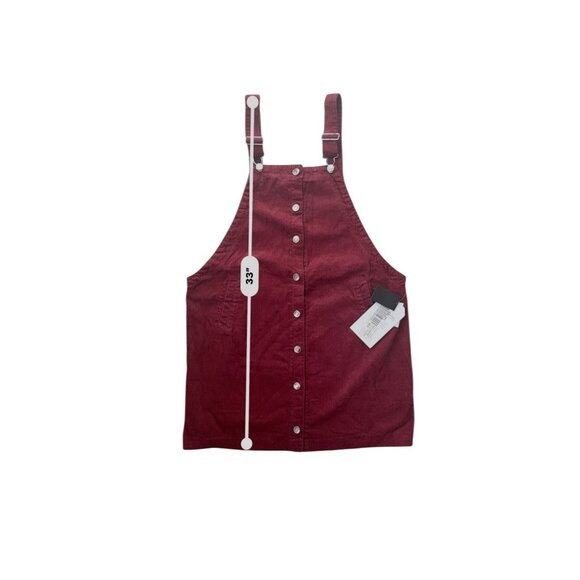 Regeneration By Celebrity Pink Corduroy Button-Down Pinafore Dress M Red Adjusta - Picture 4 of 6